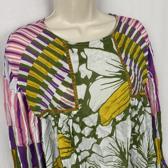 Blank London Top Womens XL Retro Floral Mod Balloon Sleeve Boho Anthropologie - Picture 3 of 14